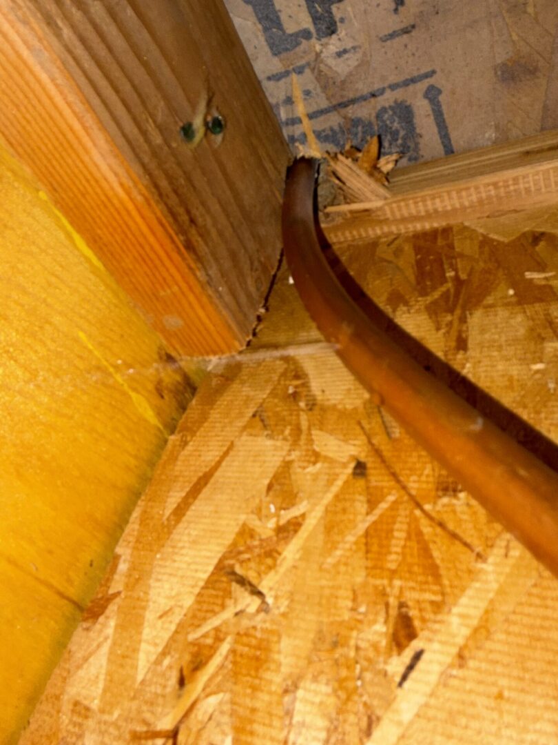 Burst copper cold water pipe before plumbing repair in Murrieta California