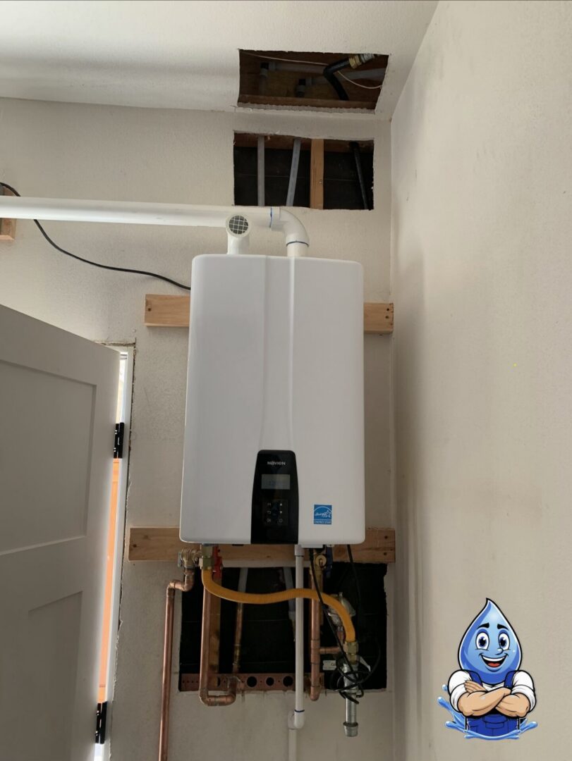 New tankless water heater installation completed by Hydro Plumbing in Temecula, California