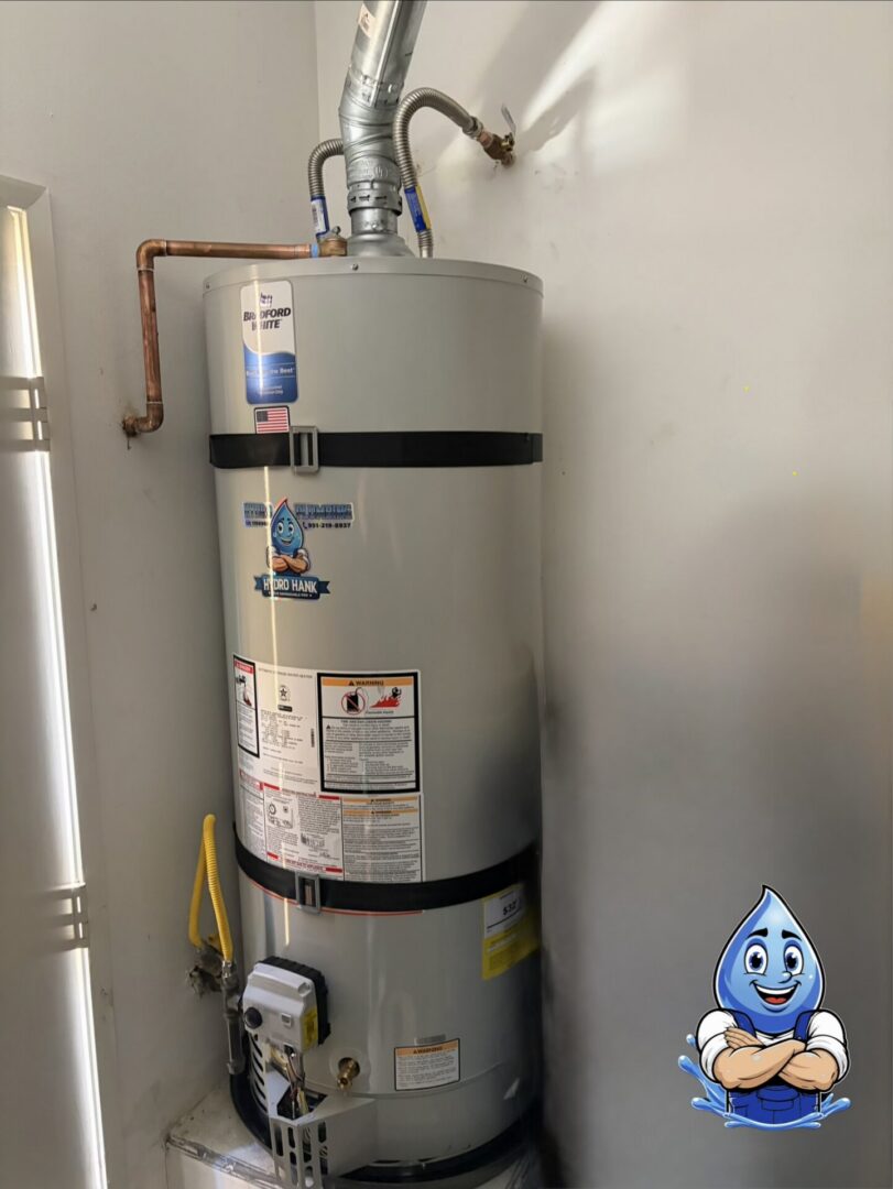 New traditional tank water heater installation completed by Hydro Plumbing in Murrieta, California