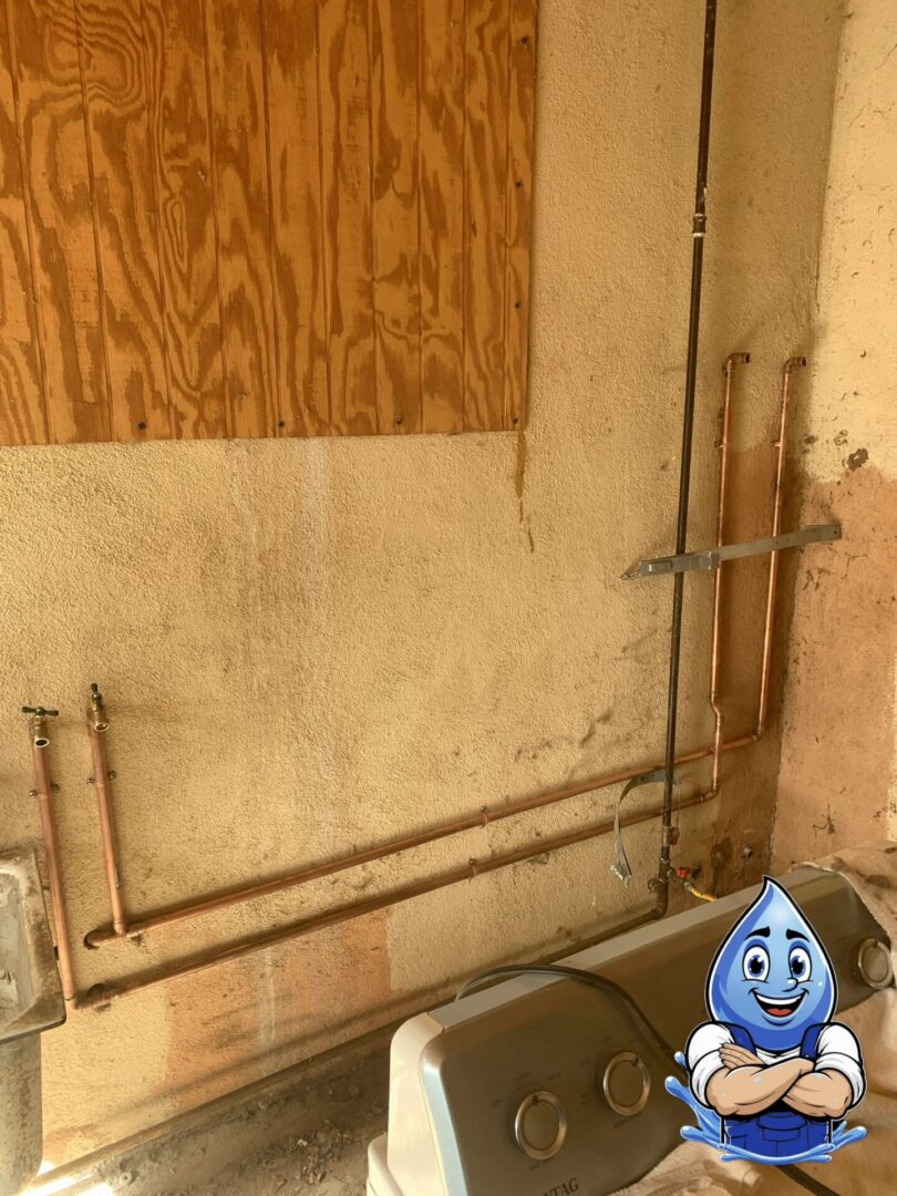 New copper hot and cold water lines installed during a repipe by Hydro Plumbing in Murrieta California