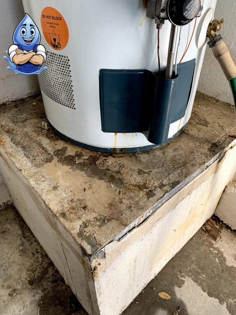 Burst water heater leaking water and causing water damage in Temecula CA
