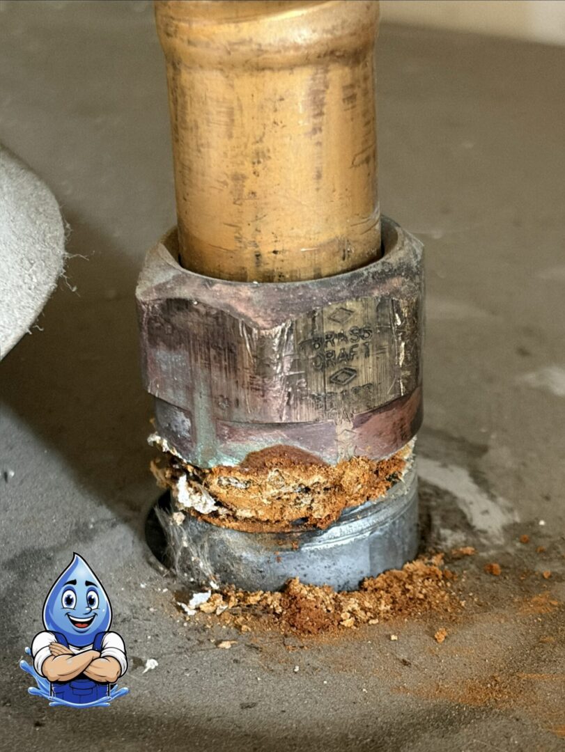 Corroded water heater connection in Murrieta CA