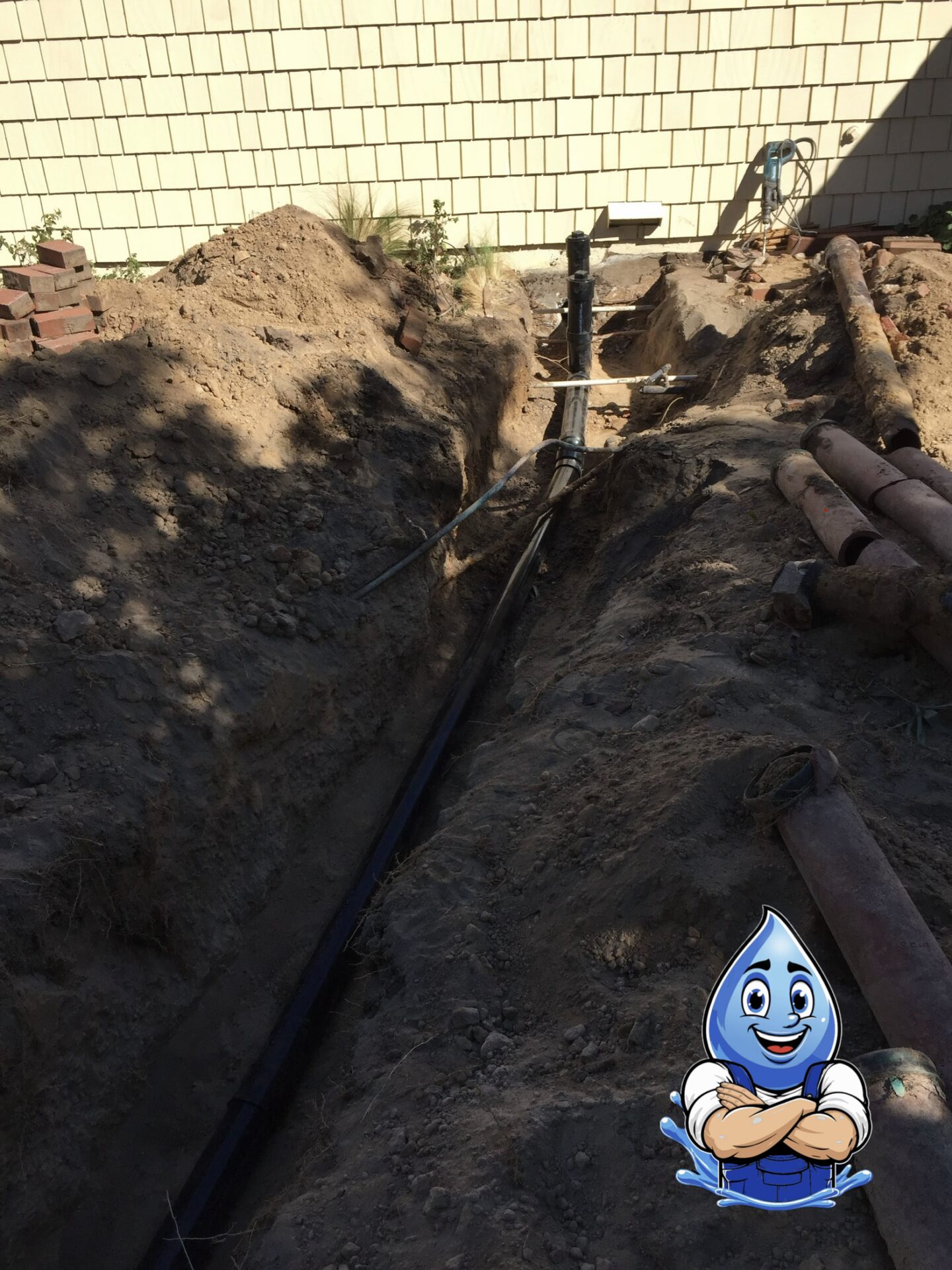 New sewer line installation by Hydro Plumbing in Wildomar, California