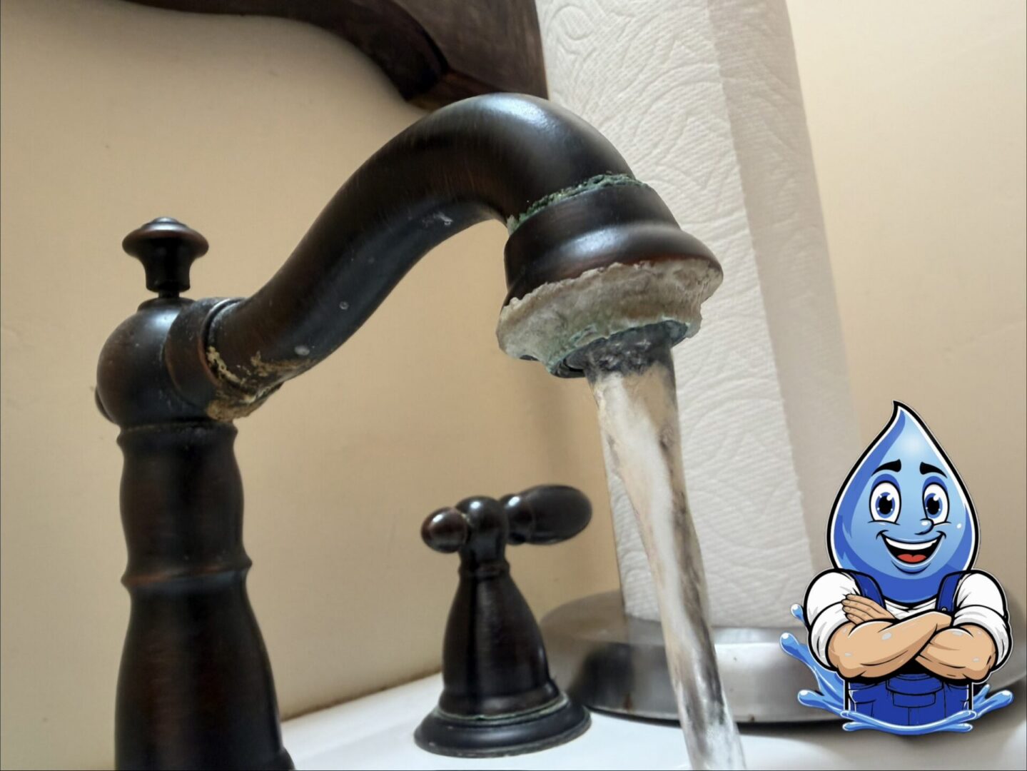 Hard water mineral buildup on faucet in Temecula, CA