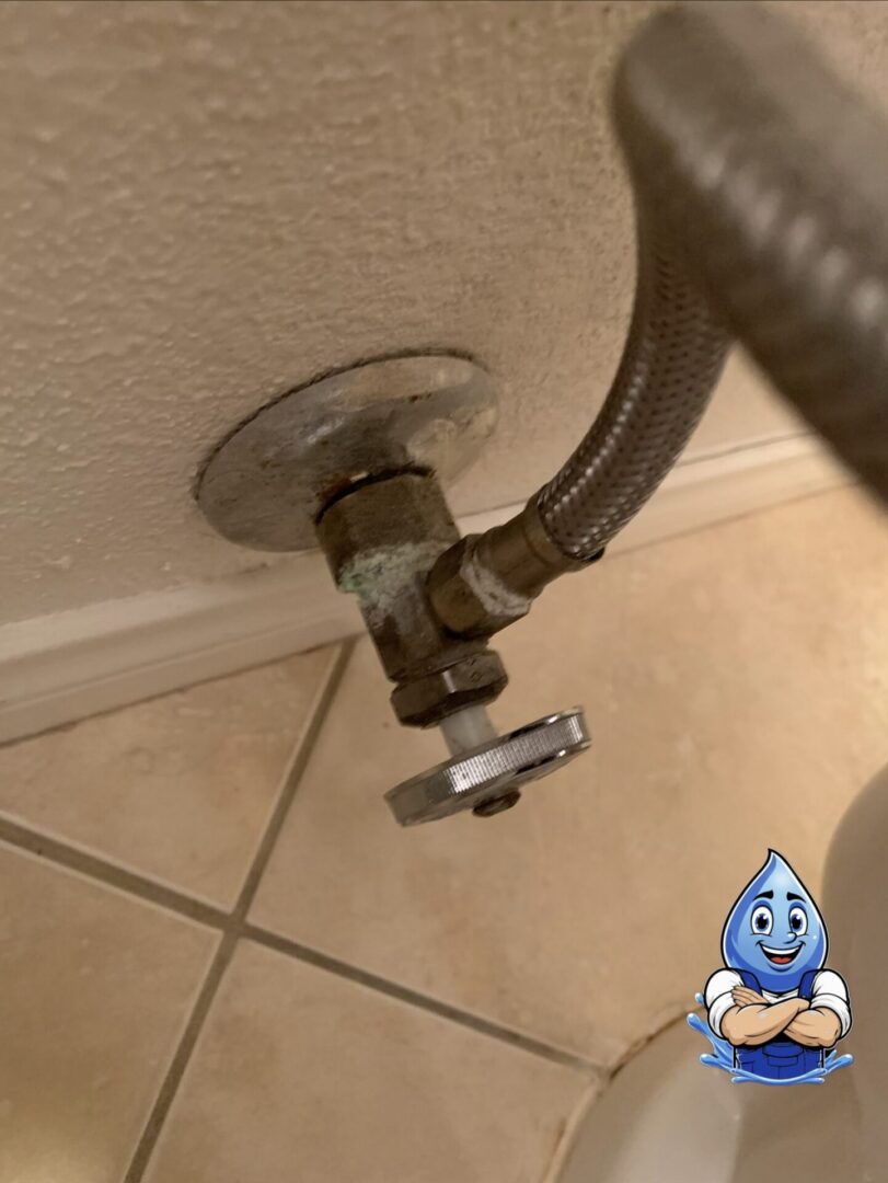Corroded toilet angle stop in Temecula CA repaired by Hydro Plumbing