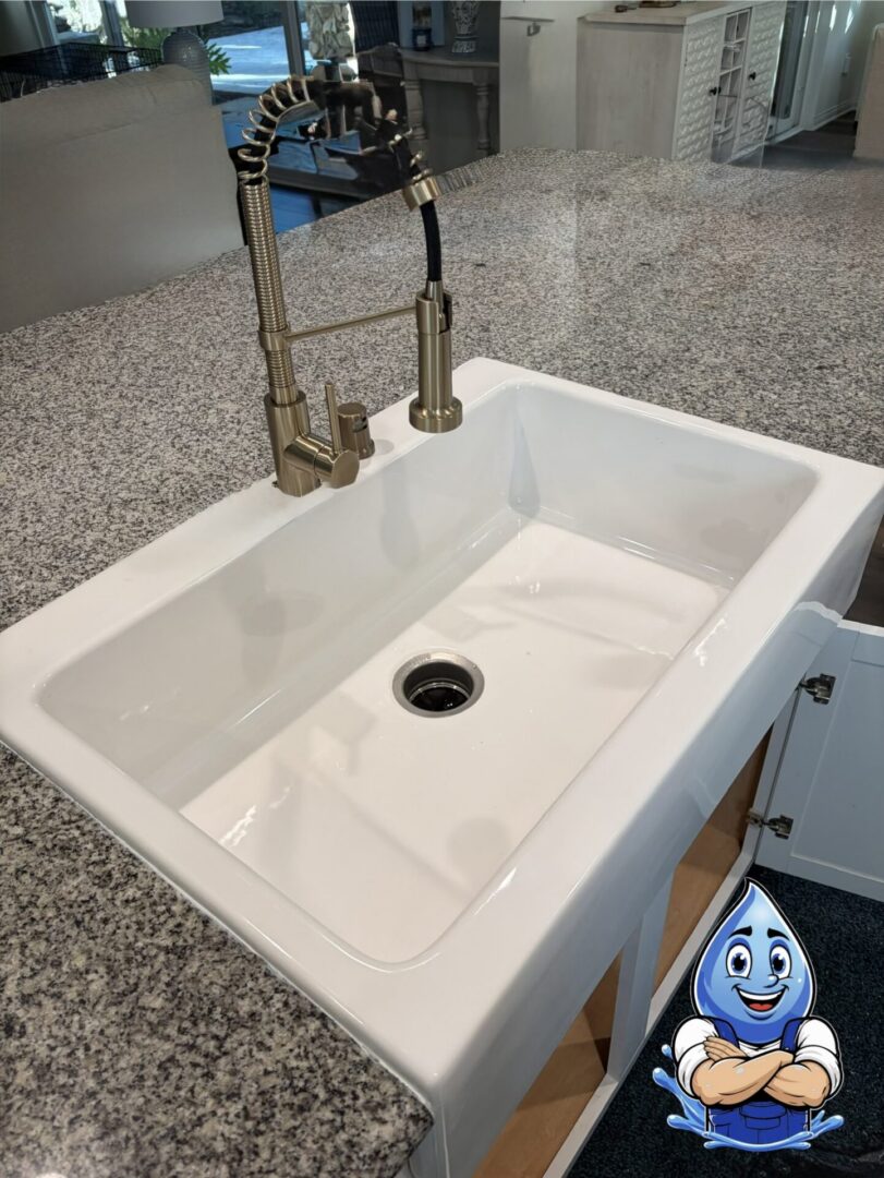 New single-bowl kitchen sink after replacement by Hydro Plumbing in Menifee California