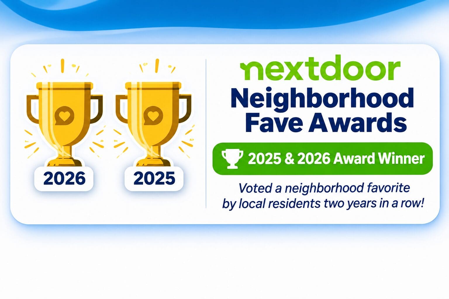 Hydro Plumbing Nextdoor Neighborhood Fave award winner for 2025 and 2026